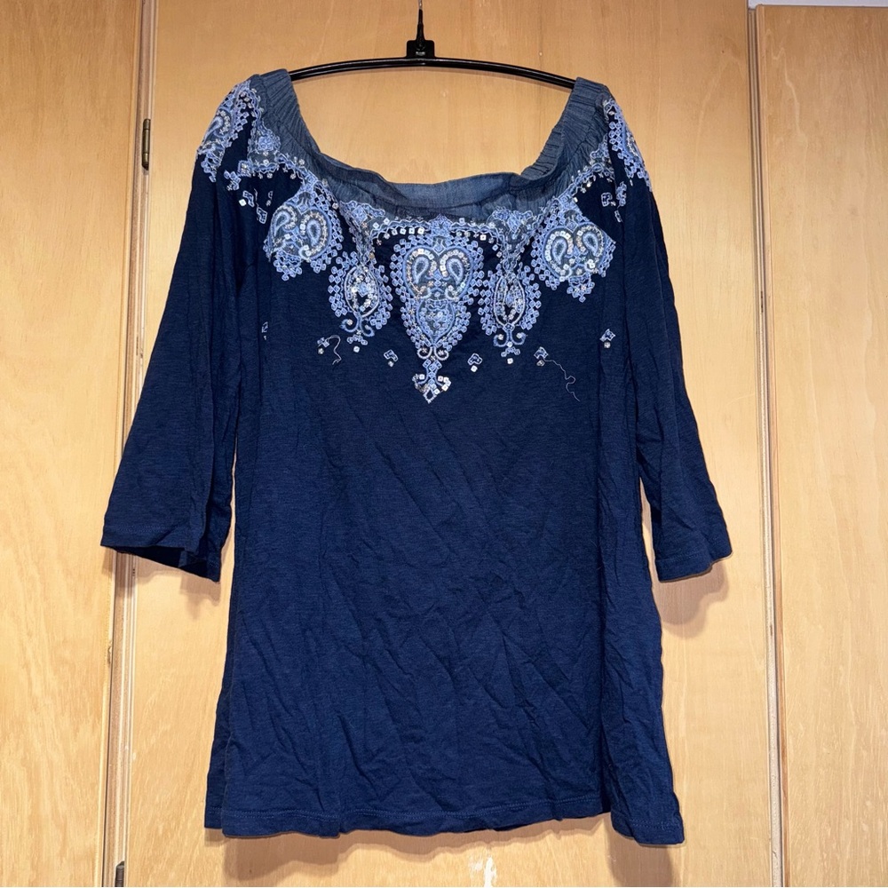 Chico’s Chico's Off-Shoulder Sequin Top.